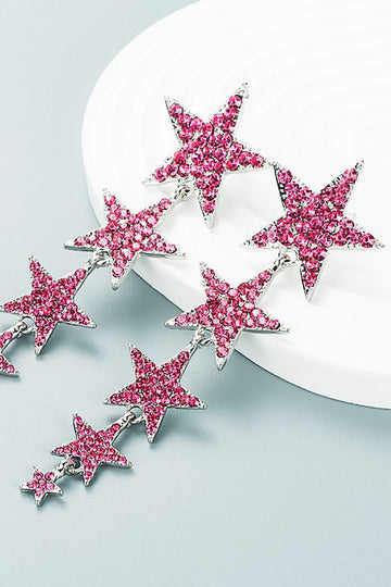 Fuchsia Five-Branches Stars Prom Boucles d’oreilles